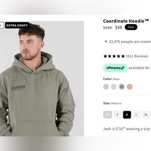 Comfrt “Coordinate” Oversized Hoodie. Med. Color: Moss. Never worn, new in bag.